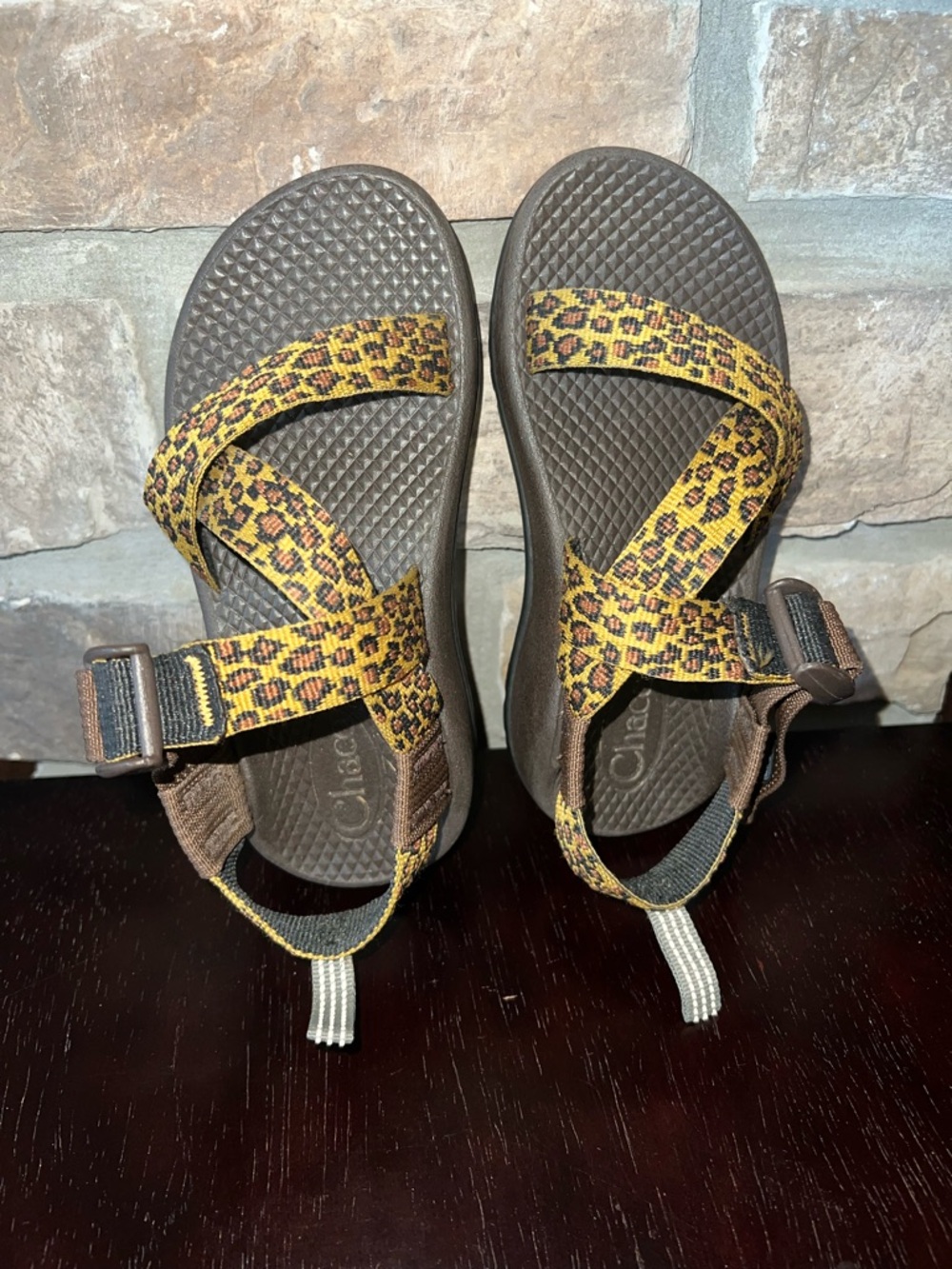 Chaco Leopard Print Brown Girls 11 Big Kid's EcoTread Sandal, Adjustable